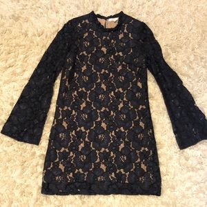 Navy blue floral lace WAYF dress